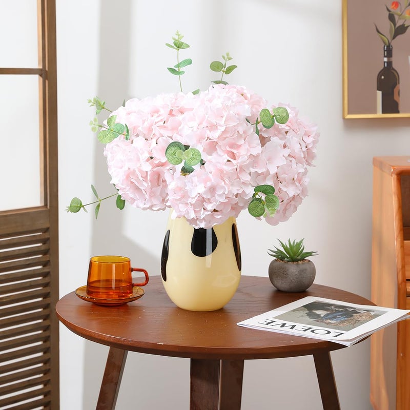 Tifuly Hydrangea Artificial Flowers -12 pcs Realistic Fake Hydrangea Silk Flowers with Stems Faux Hydrangea Flowers Heads for Office Home Party Wedding Centerpiece DIY Floral Decor (Pink) - Image 3